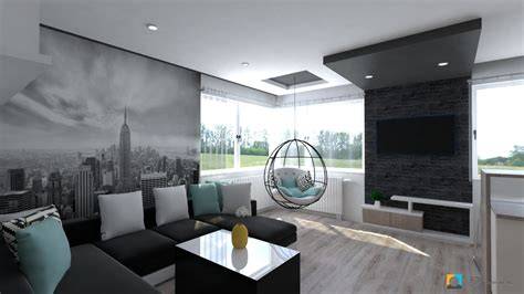 moderný interiér s bridlicovým laminátom v obývacej izbe
