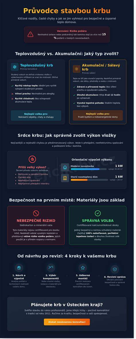 infografika o bezpečných vzdialenostiach krbu od nábytku