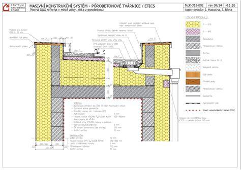 Detail atiky a odvodnenia pri drevenej plochej streche