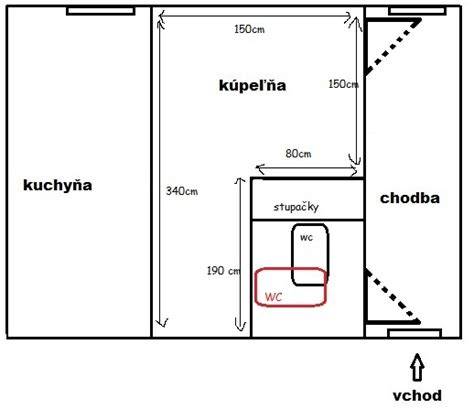 Schéma rozvrhnutia kúpeľne a WC v panelákovom byte