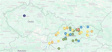 Mapa strategických miest pre osobný odber na Slovensku