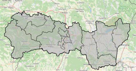 Mapa Prešovského a Košického kraja