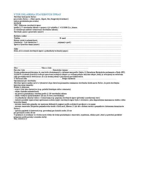 Formulár pre ohlásenie stavebných úprav s perom