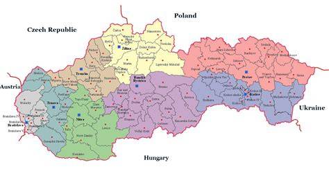 Mapa Slovenska s označením modernizovaných hasičských staníc