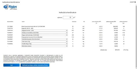 Kalkulátor cien Rigips Selektor