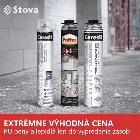 Porovnanie objemu balenia PU peny a cementového lepidla