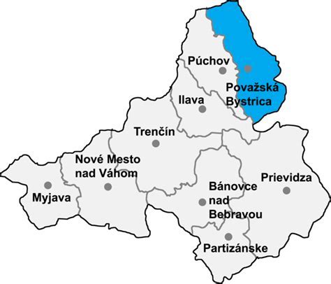 Mapa obce Sverepec a okolia v Považskej Bystrici