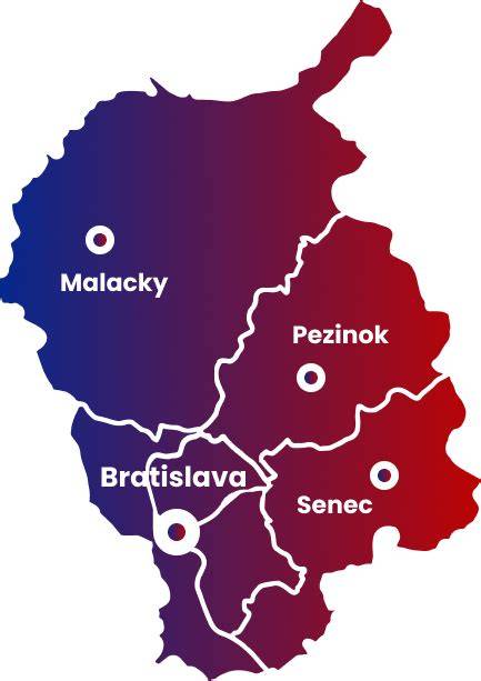 Mapa oblasti Kežmarku s vyznačenými servisnými zónami