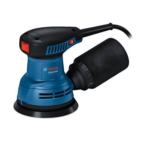 Detailný záber na excentrickú brúsku Bosch GEX 125 v pracovnom prostredí