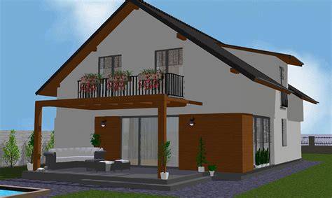 Render rodinného domu s typickou valbovou strechou.