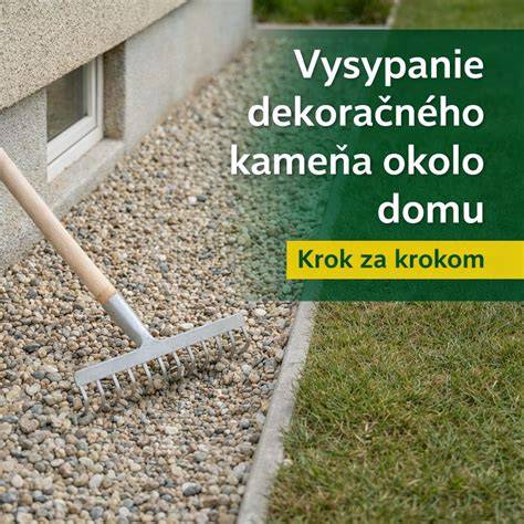 Dekoratívne štrky a okrúhliaky okolo domu a sokla
