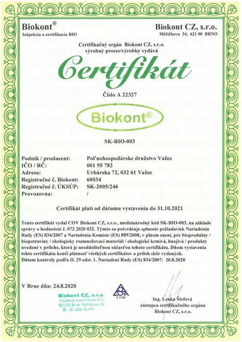 Certifikát ekologickej výroby EPS