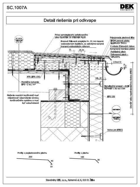 Detail presahu strešného sendvičového panelu pri odkvape