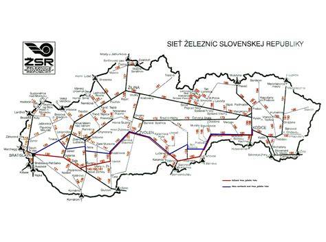 Mapa železničnej siete Slovenska s vyznačenými rekonštrukčnými prácami