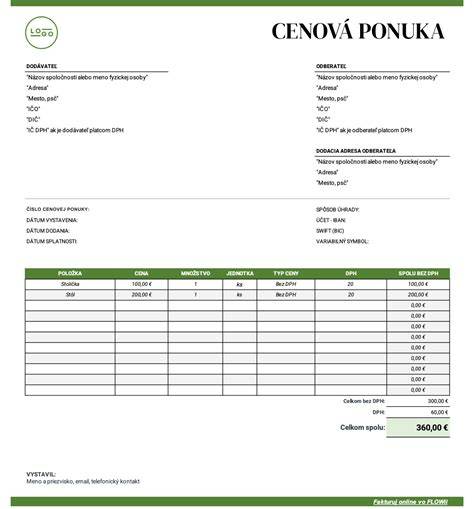 Vzor profesionálnej cenovej ponuky v CENKROS 4
