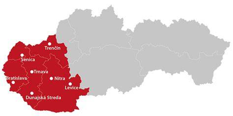 Mapa Slovenska s vyznačenými distribučnými oblasťami (ZSD, SSD, VSD)