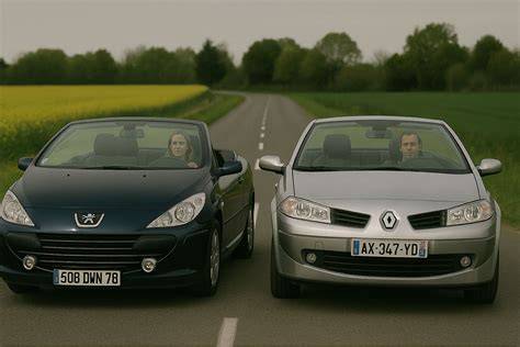 Peugeot 307 CC počas jazdy s otvorenou strechou