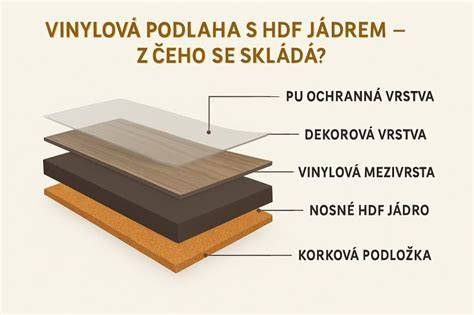 Schéma vrstvenia dýhovanej podlahy s HDF jadrom