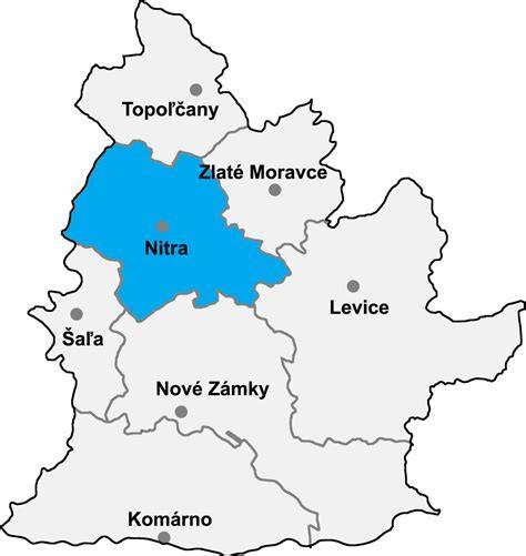 Mapa oblasti Nitra s vyznačenými dodávateľmi potrubných systémov