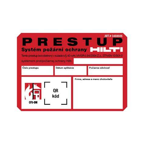 Servisný štítok Hilti vysávača s dátumom a typom opravy