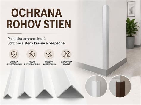 Ilustrácia rôznych typov chráničov rohov pre steny a nábytok