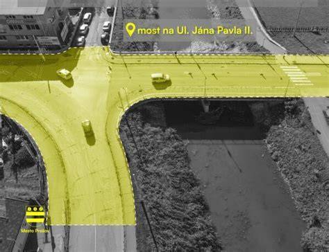Mapa lokalizácie mosta na Ulici Jána Pavla II. v Prešove