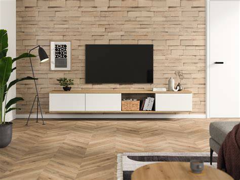 Vizualizácia: Interiérová stena s EGGER DecoWall v rôznych dekoroch