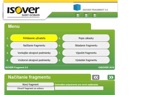 Screenshot rozhrania programu Isover Fragment zobrazujúci návrh izolačnej konštrukcie