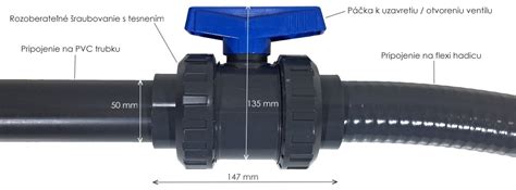Detail PVC guľového ventilu 32 mm v akcii