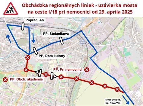 Mapa so znázornením stavebných prác a obchádzky