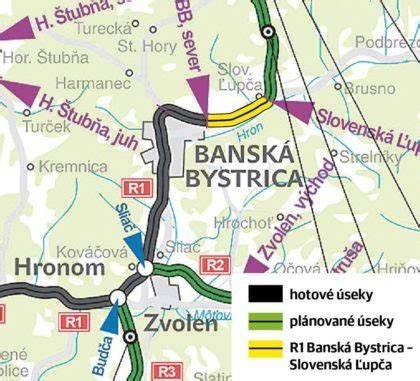 Mapa kľúčových lokalít Banskej Bystrice s vyznačenými nehnuteľnosťami