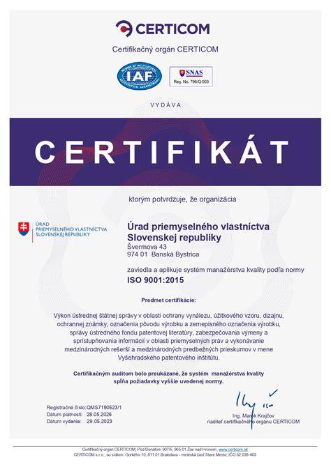 Ilustratívny certifikát kvality stavebných materiálov