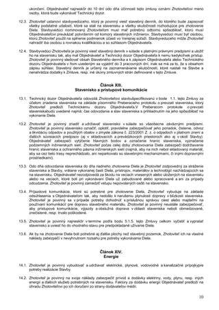 Grafická ukážka hlavných sekcií a bodov štandardnej zmluvy o dielo