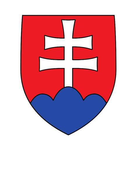 Schéma zloženia štátneho znaku SR: červený štít, modré trojvršie a strieborný dvojkríž