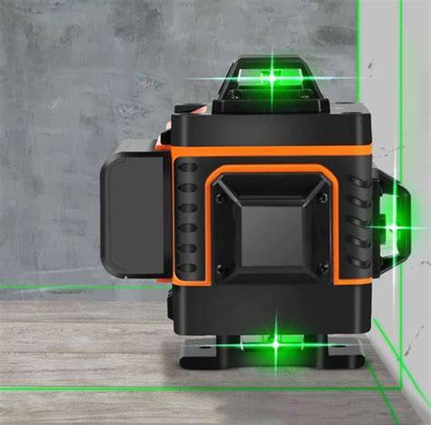 Ilustrácia rôznych stavebných prác, kde sa používa nivelačný laser (napr. kladenie dlažby, vešanie políc).