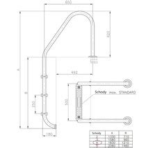 Technický nákres nerezového drezu s hĺbkou 30 cm