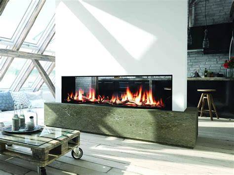 Moderný plynový krb CALMA s horákom Triangle Flame