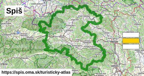 Mapa regiónu Spiš s vyznačenými Krompachmi