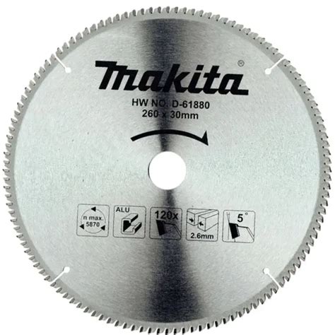 Detailný záber na pílový kotúč Makita 260x30 mm