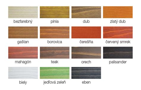 Paleta odtieňov lazúry na drevo
