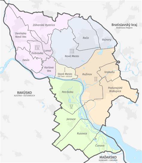Mapa obsluhovanej oblasti Bratislava
