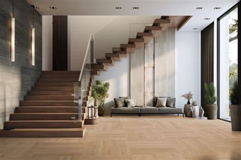 Drevené zábradlie v modernom interiéri s výhľadom