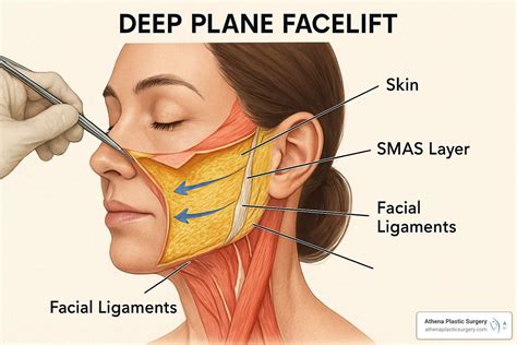 Ilustrácia Deep Plane Faceliftu a SMAS vrstvy
