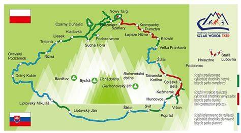 Mapa cyklotrás v okolí Starej Ľubovne vrátane EUROVELO 11