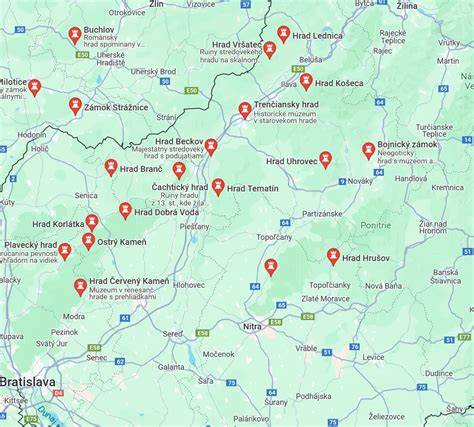 Mapa oblasti s vyznačením Galanty a Nových Zámkov