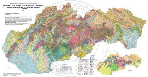 Geologická mapa Slovenska s lokalitami ťažby kameňa