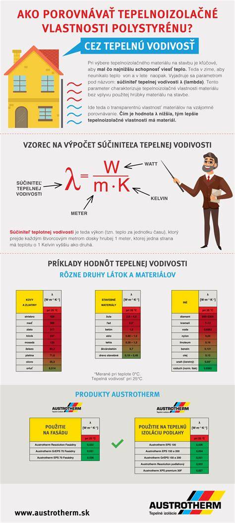 Infografika porovnávajúca tepelné vlastnosti rôznych materiálov