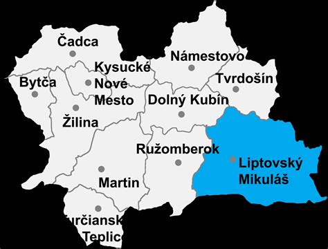 Mapa okresu Liptovský Mikuláš