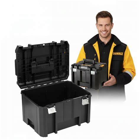 DeWALT TSTAK pojazdný kufor s uhlovou brúskou a príslušenstvom