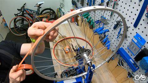 Schéma montáže galusky na ráfik bicykla Favorit